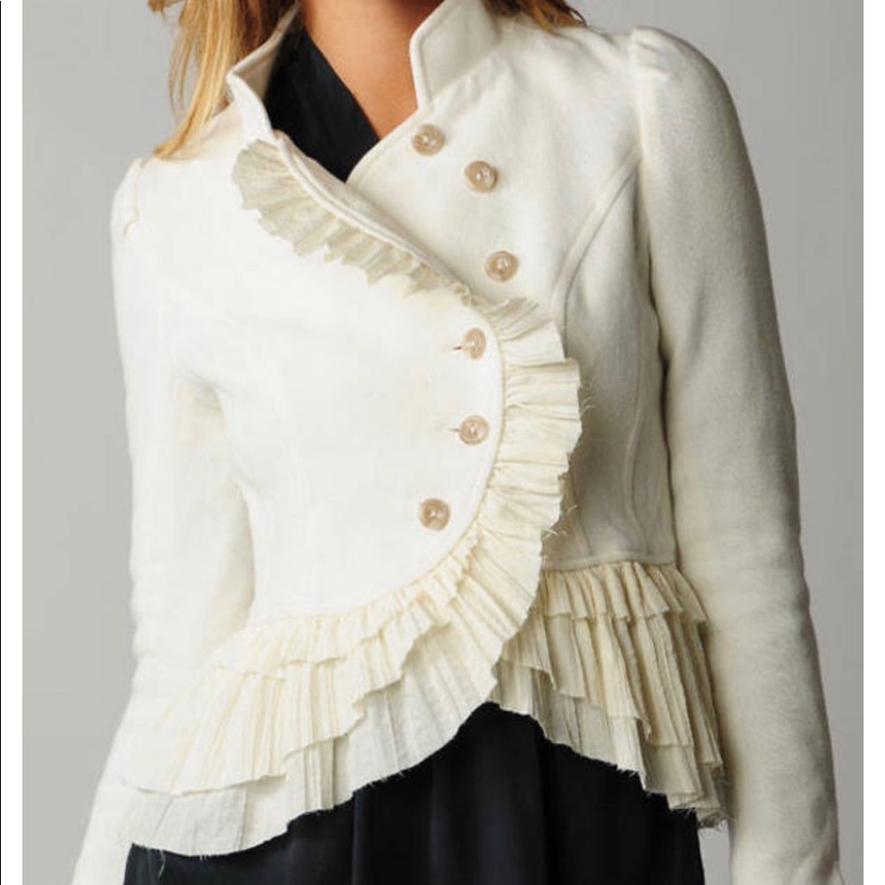 Free People | MILITARY RUFFLE JACKET IN IVORY
